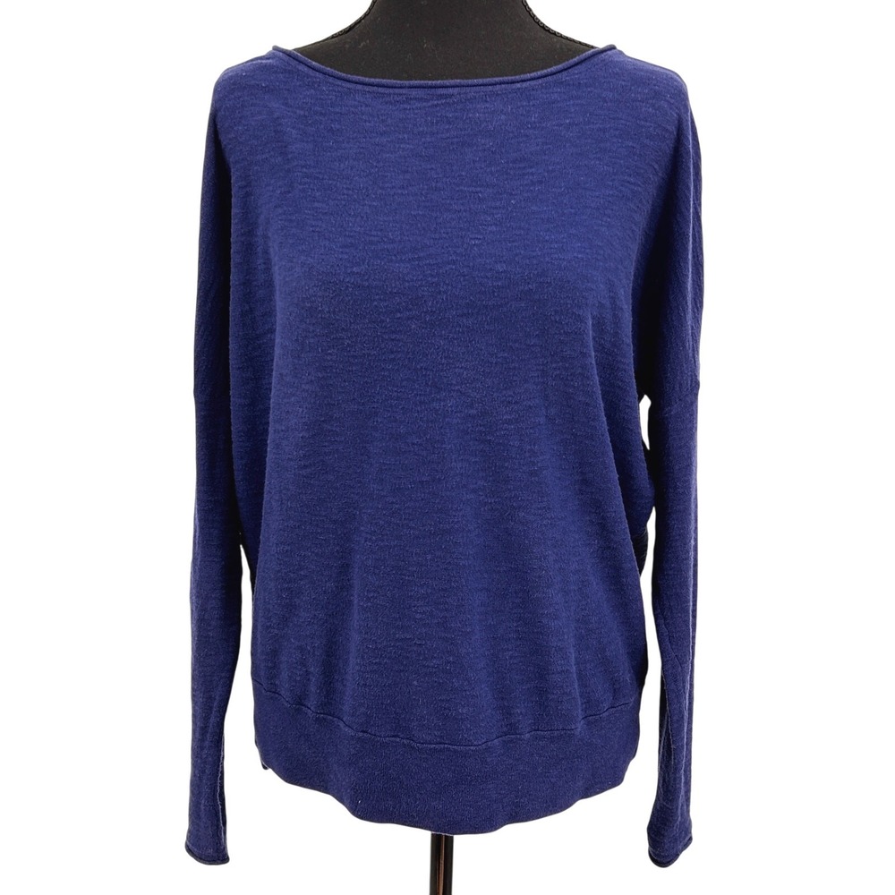 Vince. Sweater Womens XS‎ Oversized Boatneck Long Sleeve Cotton Relaxed Top Blue